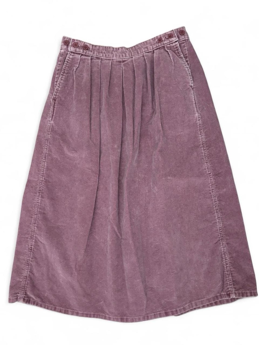 Vintage Eddie Bauer Pleated Corduroy Maxi Skirt in Dusty Mauve, 29”-32” waist